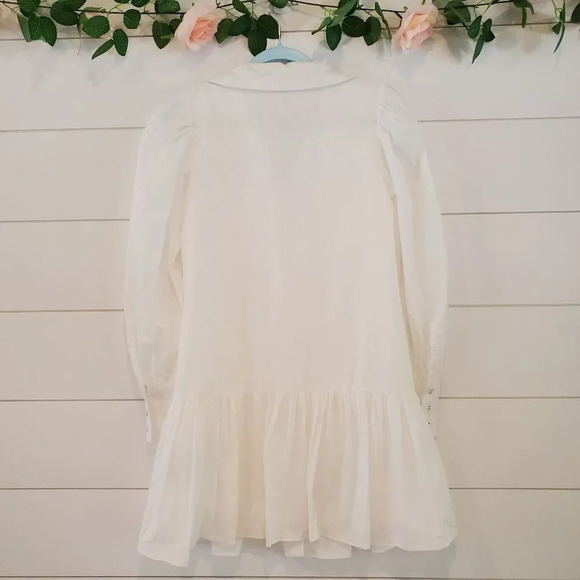 Walter Baker Collared Tara Puff Sleeve Shirt Dress White - Picture 5 of 11